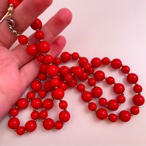 Vintage Red Lucite Winter Holiday Christmas Festive Gifting Beaded Necklace